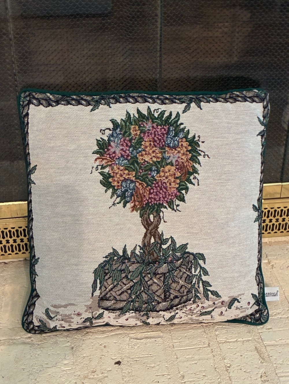 Vintage Riverdale embroidered Floral Topiary pillow